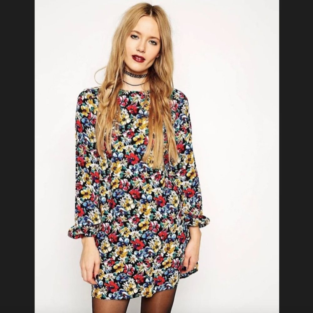 ASOS Reclaimed Vintage Swing Dress Floral Print 10